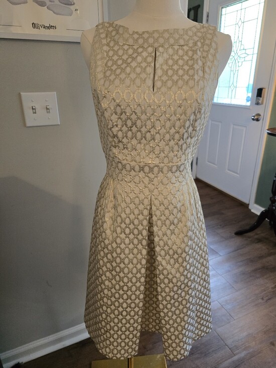 Ralph Lauren Dresses & Skirts - Ralph Lauren Cream and Gold Sleeveless A-Line Midi Dress